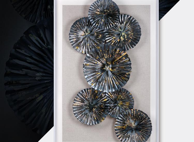 玄關(guān)裝飾畫 工業(yè)風(fēng)客廳沙發(fā)軟裝實(shí)物 立體手工鐵藝金屬酒店壁飾