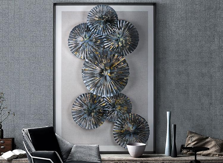 玄關(guān)裝飾畫 工業(yè)風(fēng)客廳沙發(fā)軟裝實(shí)物 立體手工鐵藝金屬酒店壁飾