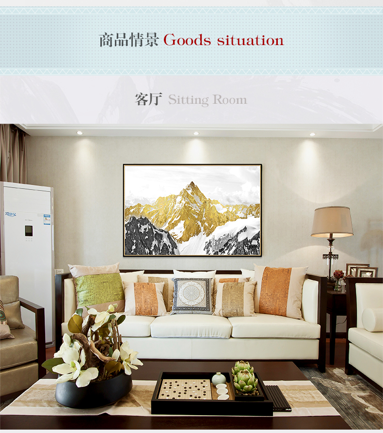 現(xiàn)代油畫 客廳別墅沙發(fā)背景墻掛畫 靠山招財(cái)畫 純手繪油畫 雪山圣景（單）