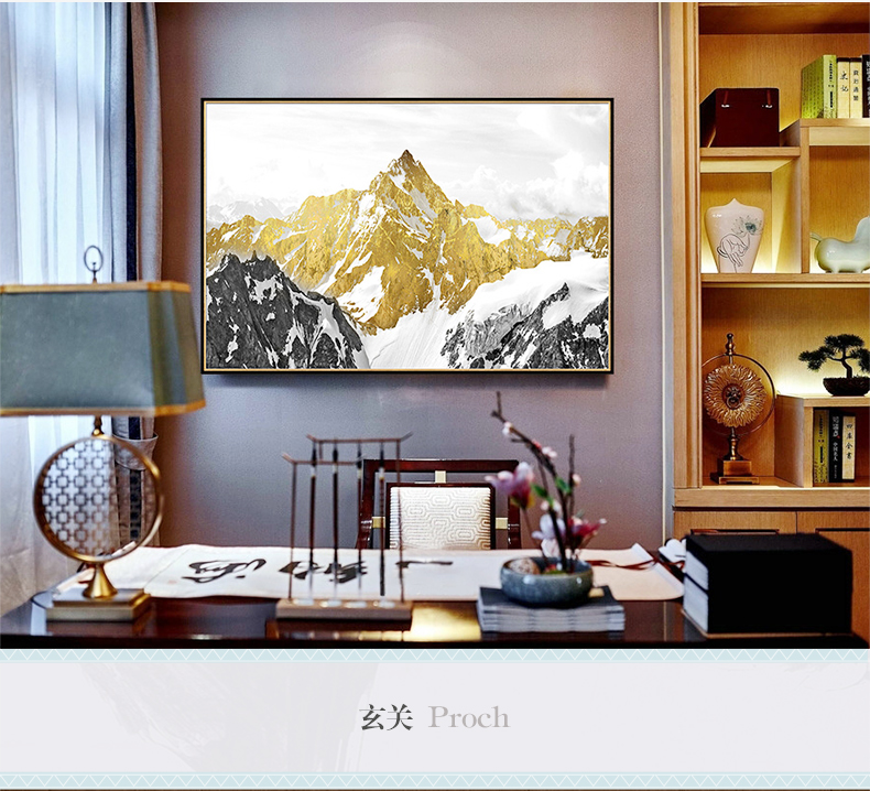 現(xiàn)代油畫 客廳別墅沙發(fā)背景墻掛畫 靠山招財(cái)畫 純手繪油畫 雪山圣景（單）