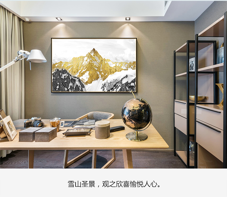 現(xiàn)代油畫 客廳別墅沙發(fā)背景墻掛畫 靠山招財(cái)畫 純手繪油畫 雪山圣景（單）