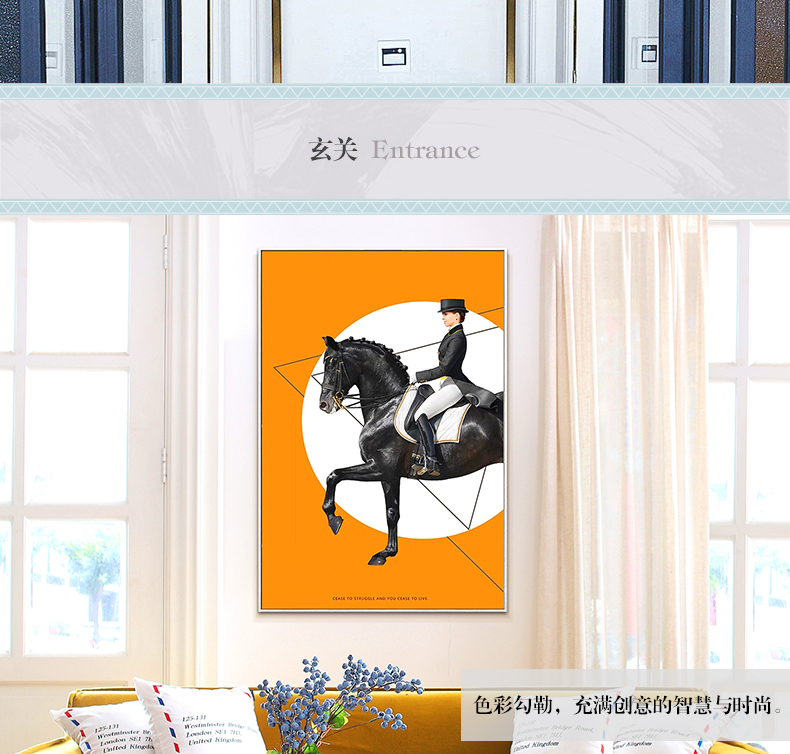 現(xiàn)代簡約客廳裝飾畫 歐式玄關走廊壁畫 法式晶瓷畫 純手繪油畫 馬背上的女子