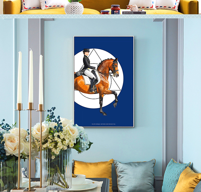 現(xiàn)代簡約客廳裝飾畫 歐式玄關走廊壁畫 法式晶瓷畫 純手繪油畫 馬背上的女子