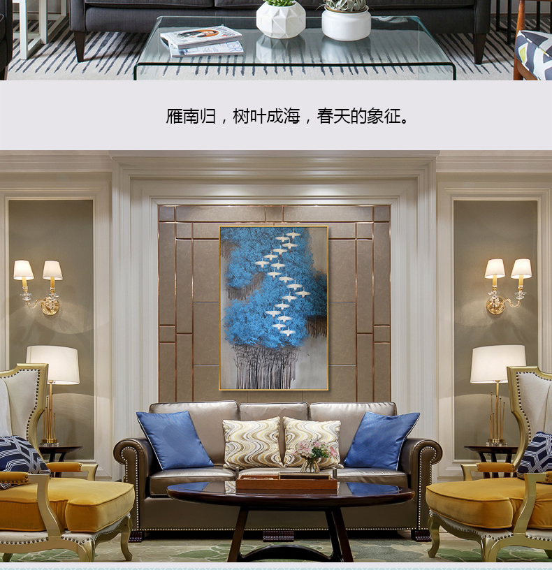 現(xiàn)代簡約抽象畫 客廳掛畫臥室藝術(shù)裝飾畫 手繪油畫  白雁過林