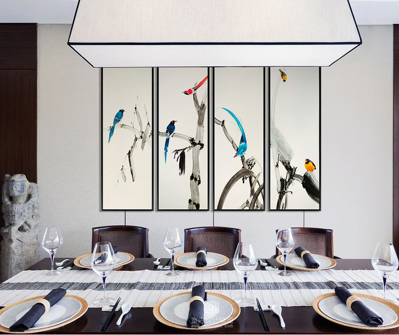 新中式手繪藝術裝飾畫 客廳臥室掛畫 鳥語枝頭