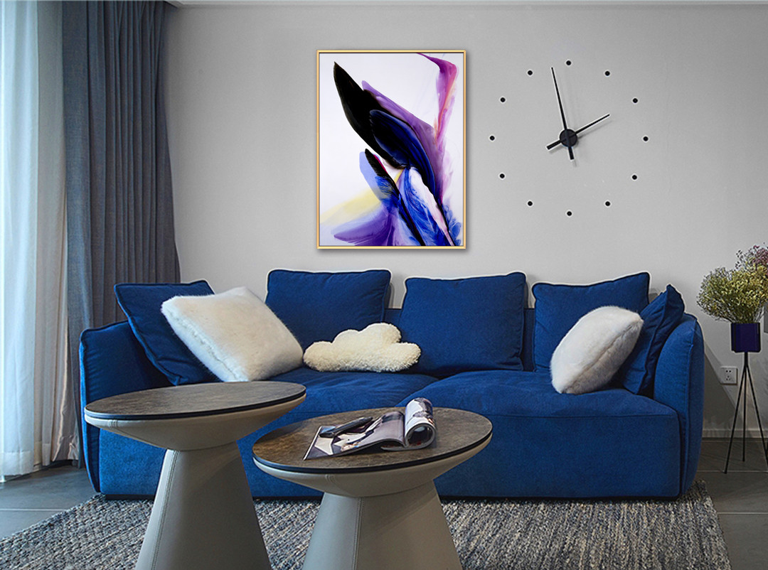 客廳裝飾畫新中式書房辦公室配畫晶瓷畫壁畫  抽象羽毛系列