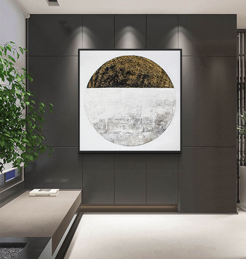 抽象客廳裝飾畫 臥室原創(chuàng)手繪抽象畫 走廊過道環(huán)保PS框掛畫 白灰