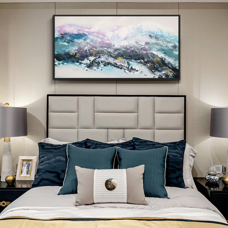 抽象客廳裝飾畫(huà) 臥室原創(chuàng)純手繪厚肌理畫(huà) 走廊過(guò)道環(huán)保PS框掛畫(huà) 山霧