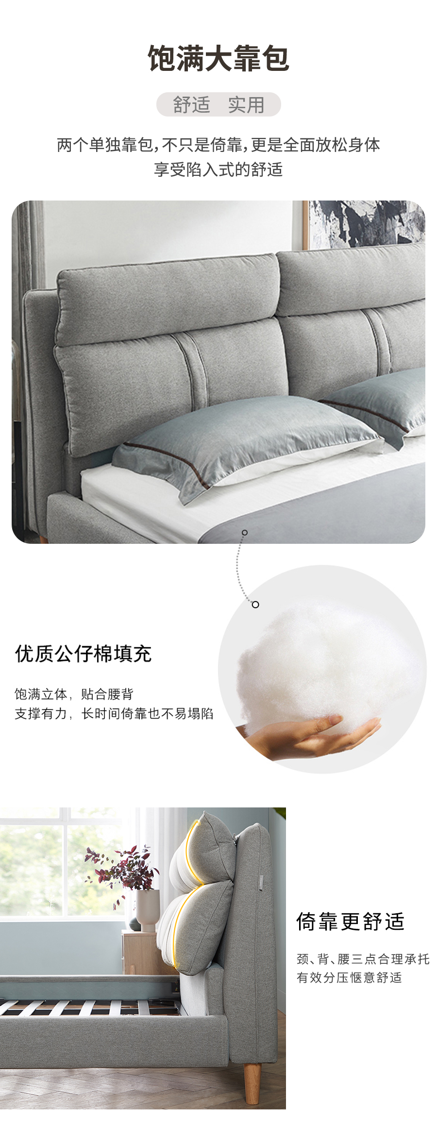 星空梵高 北歐風(fēng)格 布藝軟包高背床 天使之城 986#